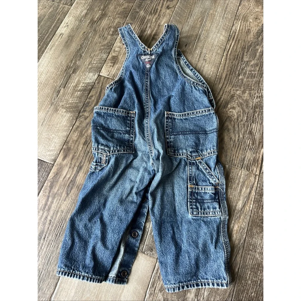 Oshkosh B'gosh Vestback Overalls Size 12 Months Vintage Clover Buttons Carpenter